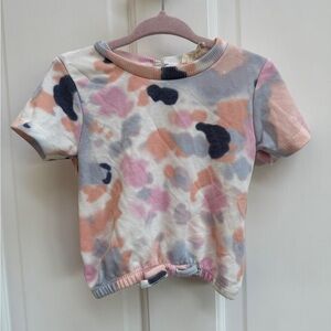 Jessica Simpson 12M Girls White, Pink and Blue Short Sleeve Tie-Dye Tee Blouse